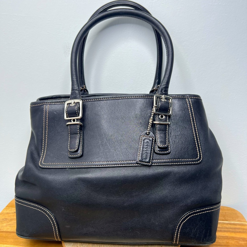 Black Coach Hampton Leather Satchel